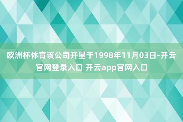 欧洲杯体育该公司开垦于1998年11月03日-开云官网登录入口 开云app官网入口