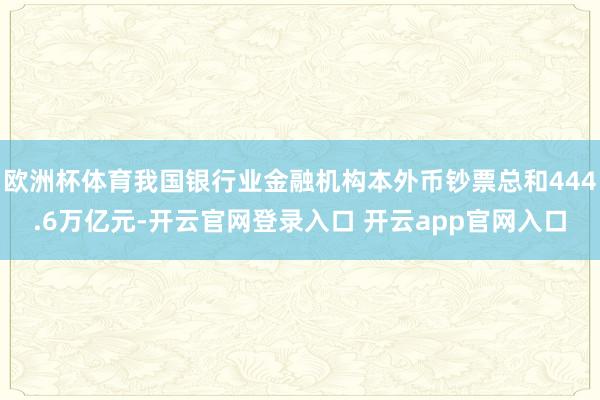 欧洲杯体育我国银行业金融机构本外币钞票总和444.6万亿元-开云官网登录入口 开云app官网入口